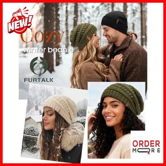 Satin-Lined Slouchy Winter Beanie 3-Pack, Warm Acrylic Knit main image 6